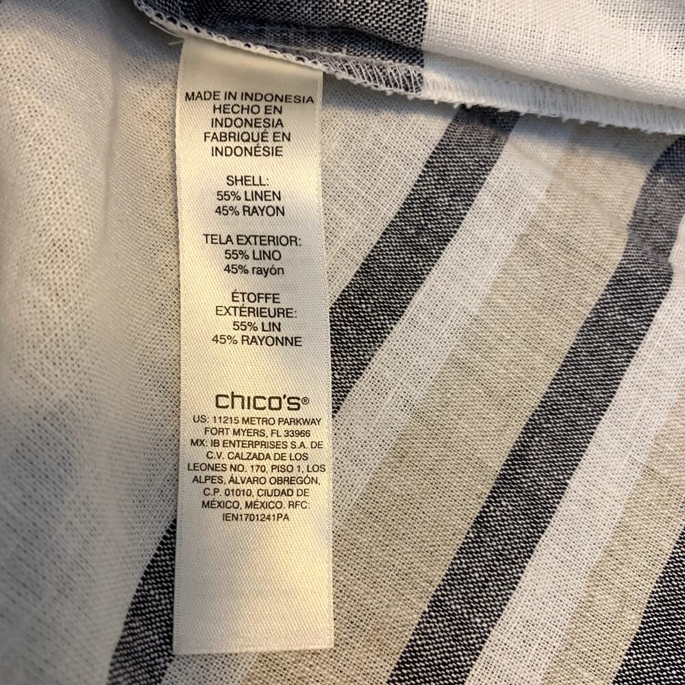 Chico's Linen Blend Popover Top and Linen Pull On Ankle Pant Set Size 12 - Picture 7 of 15